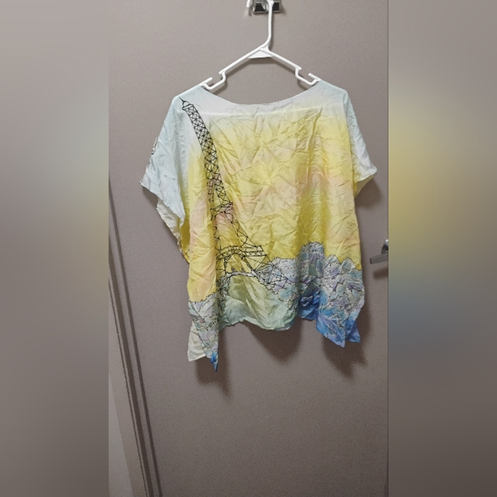 Vintage Deadstock Wearable Art Rachel Williamson Hand Painted Silk Top